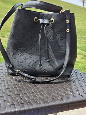 Louis Vuitton Black Monogram Embossed Drawstring Shoulder Bag